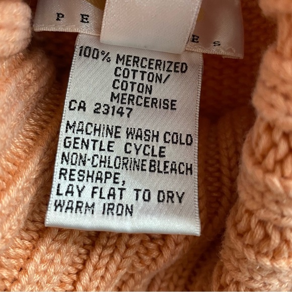 Talbots Peach Sweater Turtle Neck Tank Top Sleeveless Boxy Cut Chunky Medium - Picture 4 of 5